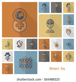 Womans Day Icon Set