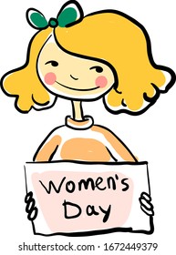 Día de la mujer, ilustración, vector sobre fondo blanco.