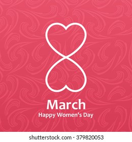 Woman's day Vector cards templates. Women's label or poster. Valentine's Day gift. illustration. Love red backgrounds. 8 march