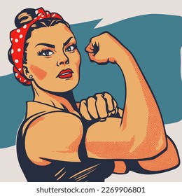 Woman's day vector. We Can Do It. Cool vector iconic woman s fist symbol of female power