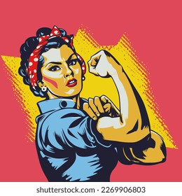 Woman's day vector. We Can Do It. Cool vector iconic woman s fist symbol of female power