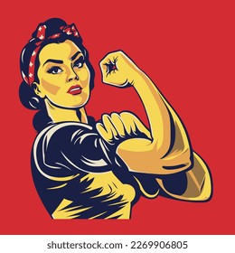 Woman's day vector. We Can Do It. Cool vector iconic woman s fist symbol of female power