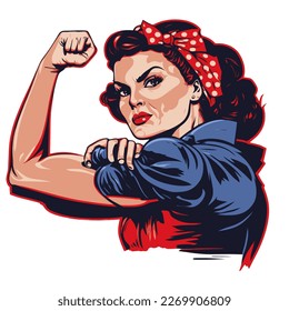 Woman's day vector. We Can Do It. Cool vector iconic woman s fist symbol of female power