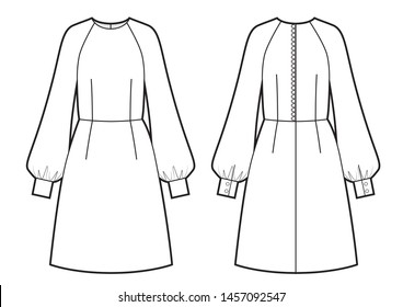 womans dress with wide raglan sleeves