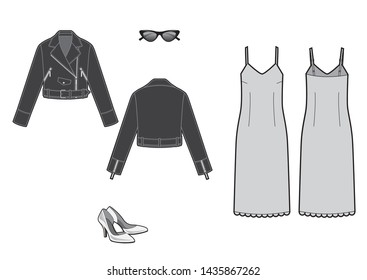 womans elegant grunge look with leather jacket