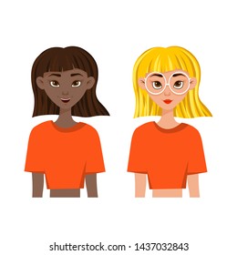 Woman's emotions. Facial expression. Girl Avatar. Vector illustration of a flat design