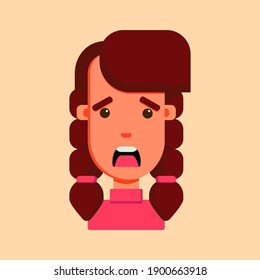 woman's emotions. Facial expression. Girl Avatar. Vector illustration of a flat design
