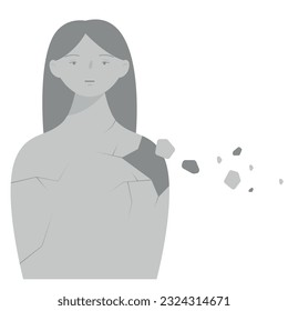 A woman's emotions are graying out. simple vector illustration.