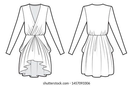 womans evening dress bw sketch