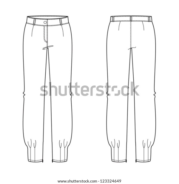 Womans Evening Trousers Technical Drawing Stock Vector (Royalty Free ...
