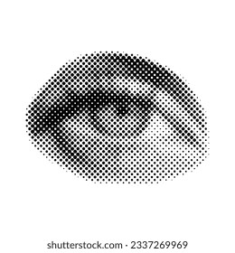 Woman's eye 90s style halftone shape for trendy collage. Dots texture. Contemporary style. Vector illustration