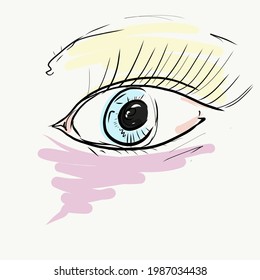 a woman's eye with bright shadows