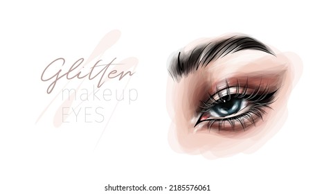 El ojo de la mujer con largos latigazos. Elementos de diseño estilizado por mano y caligráfico  