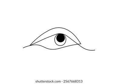 woman's eye with a single tear falling Eyes single line art visual sign Symbol of vision Eyes single line art