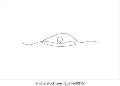 woman's eye with a single tear falling Eyes single line art visual sign Symbol of vision Eyes single line art