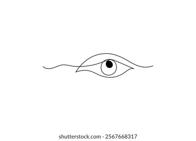 woman's eye with a single tear falling Eyes single line art visual sign Symbol of vision Eyes single line art