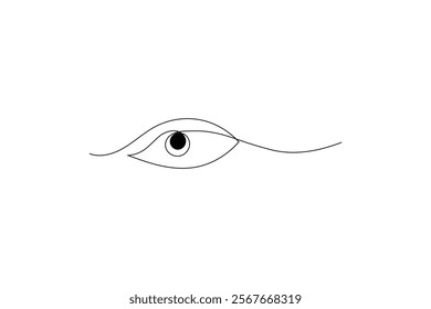 woman's eye with a single tear falling Eyes single line art visual sign Symbol of vision Eyes single line art