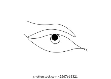 woman's eye with a single tear falling Eyes single line art visual sign Symbol of vision Eyes single line art