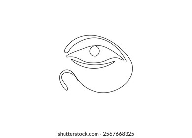 woman's eye with a single tear falling Eyes single line art visual sign Symbol of vision Eyes single line art