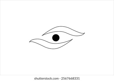 woman's eye with a single tear falling Eyes single line art visual sign Symbol of vision Eyes single line art