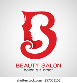 Woman's face in alphabet B, Abstract design concept for beauty salon.