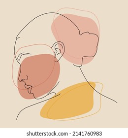 A woman's face in an artistic style with one line. Continuous portrait in real time. Linear portrait.