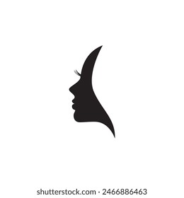 Woman's face. Beautiful female face silhouette in profile. Isolated vector illustration on white background.