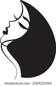 Woman's face. Beautiful female face silhouette in profile. Isolated vector illustration on white background.