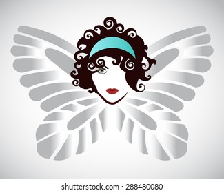 Woman's face butterfly wings 