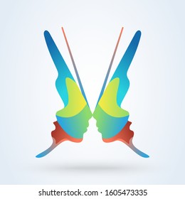 Woman's face in butterfly wings shape. Abstract design concept for beauty vector