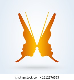 Woman's face in butterfly wings shape. Abstract design concept for beauty vector