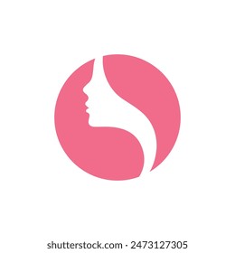 Cara de mujer en forma de círculo. Perfil de la chica hermosa, conjunto de Plantilla de diseño de logotipo de Vector. Concepto de diseño Abstractas para salón de belleza, masaje, cosmética y spa.