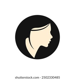 Woman's face in circle shape. Profile of the beautiful girl, set of vector logo design template. Abstract design concept for beauty salon, massage, cosmetic and spa.