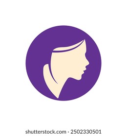 Cara de mujer en forma de círculo. Perfil de la chica hermosa, conjunto de Plantilla de diseño de logotipo de Vector. Concepto de diseño Abstractas para salón de belleza, masaje, cosmética y spa.