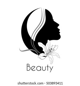 Woman's face in circular shape, female vector logo design template. Abstract design concept for beauty salon, massage, makeup, cosmetic and spa. 