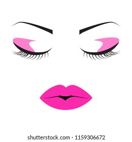 Woman's face with closed eyes isolated on white background. Woman's face for t shirt, banner, poster, label and placard. Useful for cover and print materials