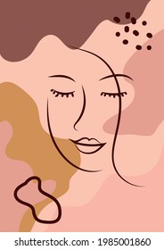 Collage contemporáneo de formas geométricas en un estilo moderno y moderno. Retrato de una mujer por concepto de belleza