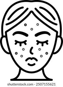 The woman's face is covered with acne