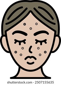 La cara de la mujer está cubierta de acné