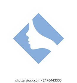 Woman's face in diamond or wajik shape. Profile of the beautiful girl, set of vector logo design template. Abstract design concept for beauty salon, massage, cosmetic and spa.