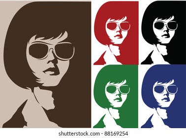 Woman's face, different colors