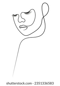 Woman's Face with Eyelashes in Minimal One Line Art Drawing