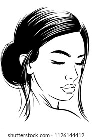 woman's face with eyes closed