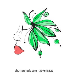 The woman's face, eyes, lips. Vector elegant illustration. Ideal for fashion design, booklet, postcards or invitations.