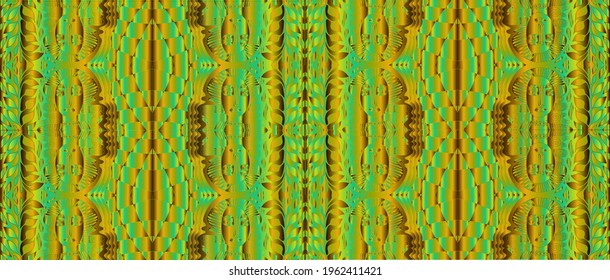 La cara de una mujer con un patrón floral sobre un fondo naranja-verde . Para ilustraciones y texturas.