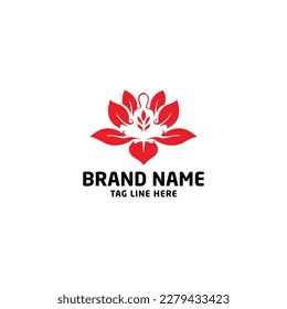 Woman's face in flower leaves yoga, Logo Concept for Beauty Salons and Spa.