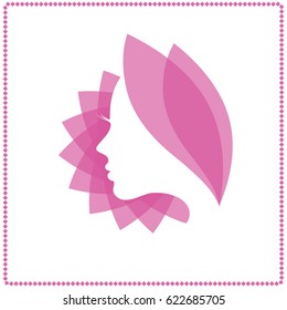 Woman's face in flower leaves,Logo Concept for Beauty Salons and Spa.