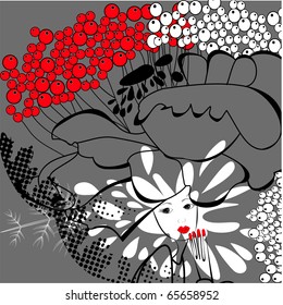 Woman's face with flowers