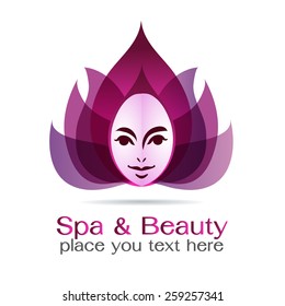 Woman's face in flowers design vector for spa,boutique,beauty salon,cosmetician,shop,yoga class,hotel and resort