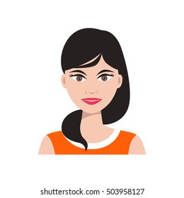 The woman's face with hair in the style of flat. Vector illustration